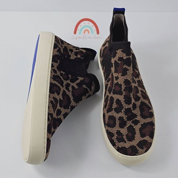 Rothy's Chelsea Wildcat Boot Leopard Cheetah High Top Slip On Sneakers - Picture 8 of 16